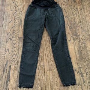 Articles of Society Full Panel Raw Hem Coated Black Maternity Jean -Size 26
